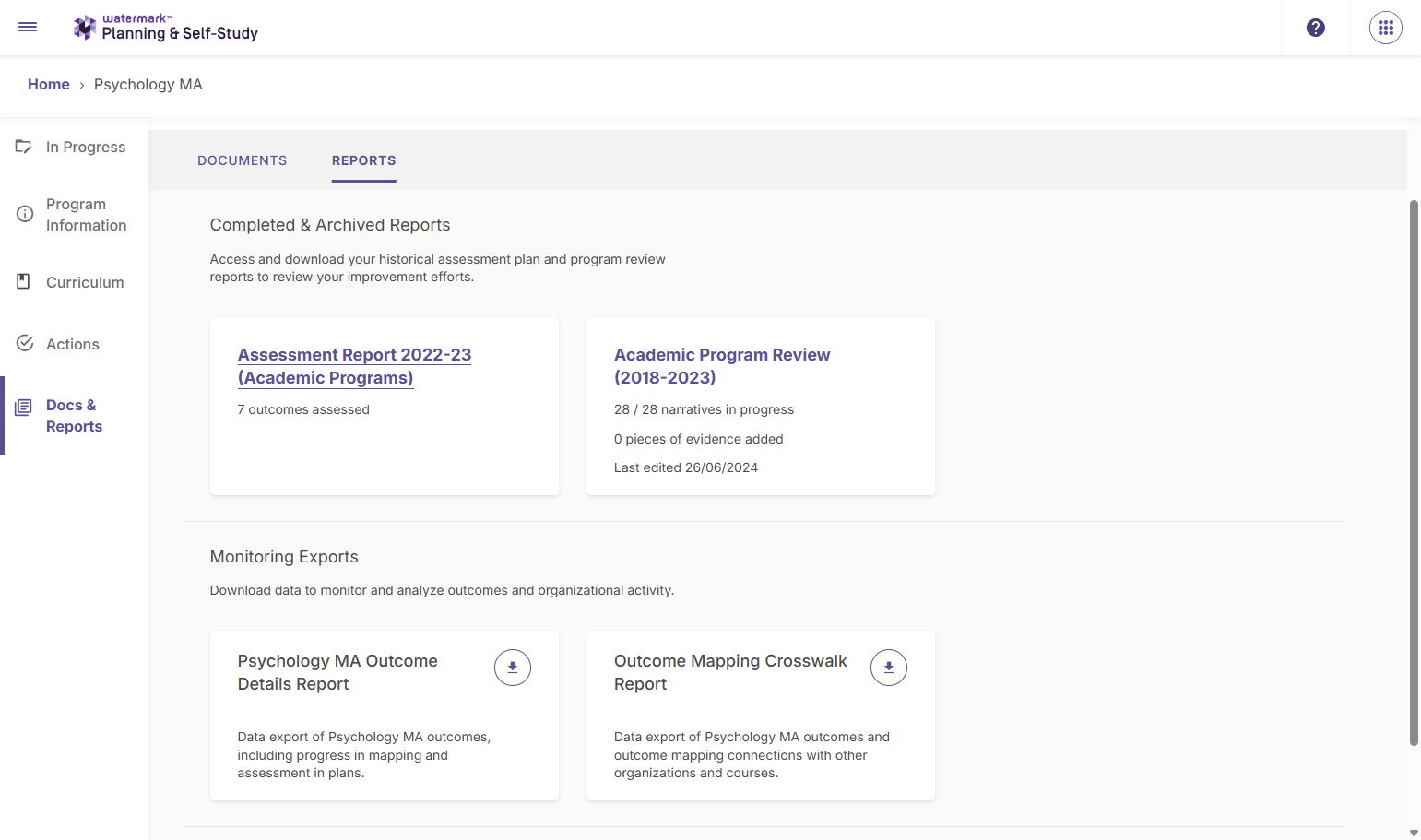 Select the report you want to download.