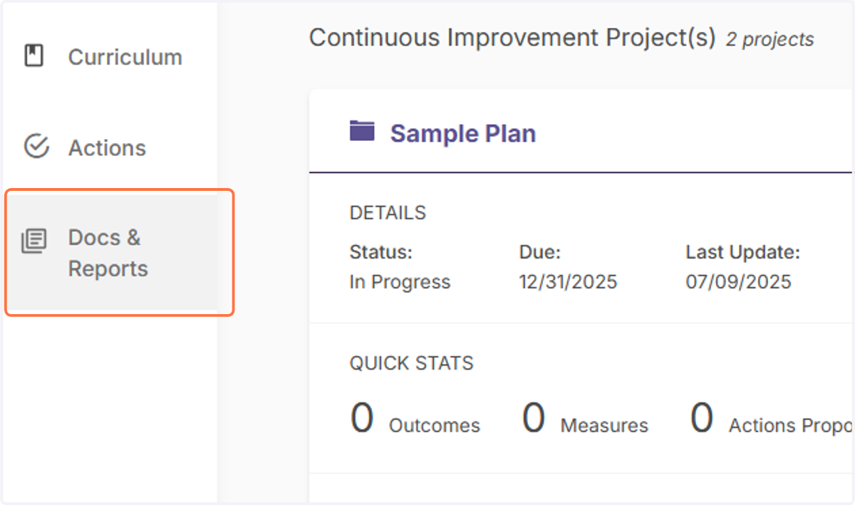 Click on Docs & Reports in your left side menu.