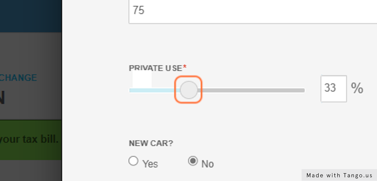 Drag the slider to adjust for private use (if any)