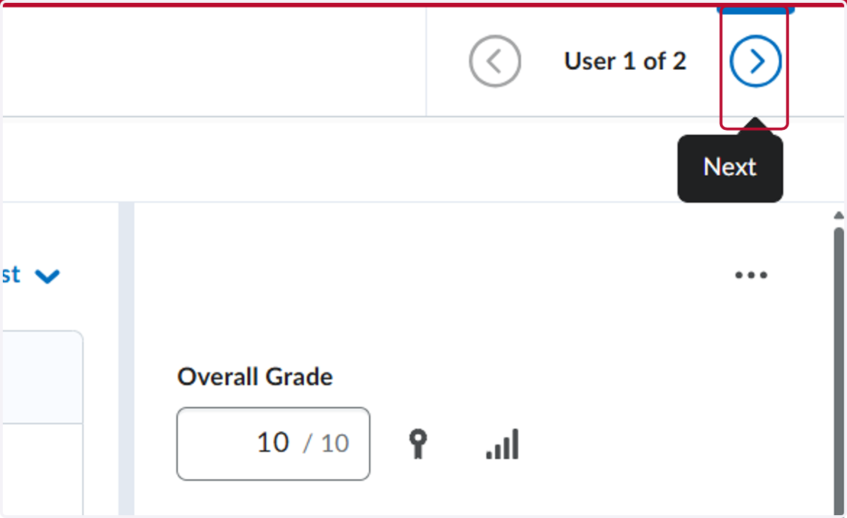 Click on Next to go to the next student.