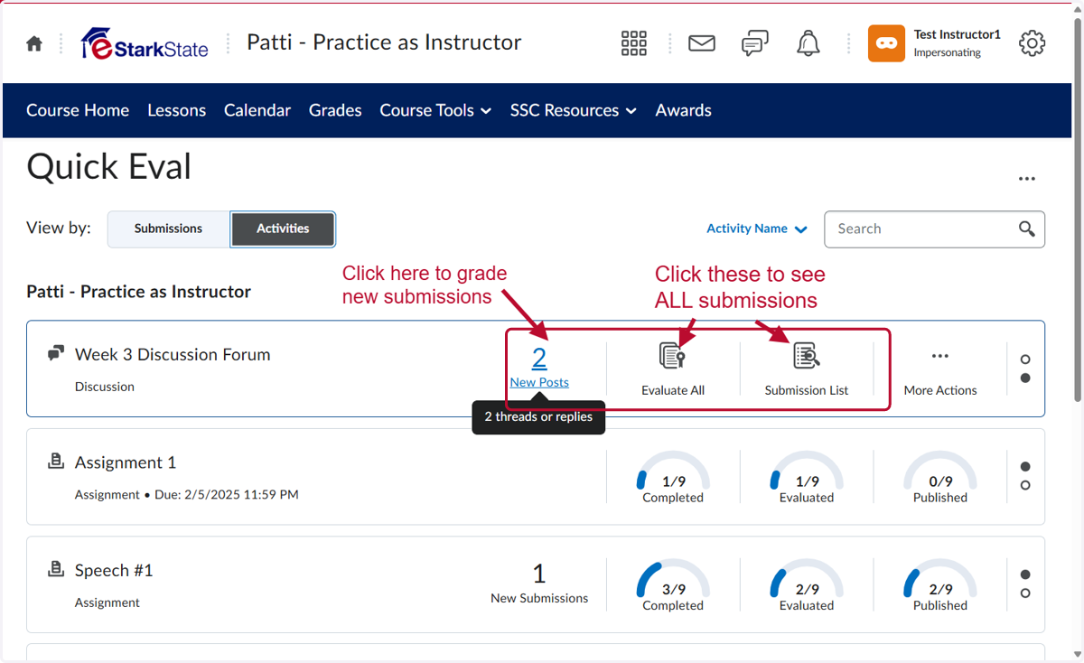 Click on new submissions on the left or you can view all submission