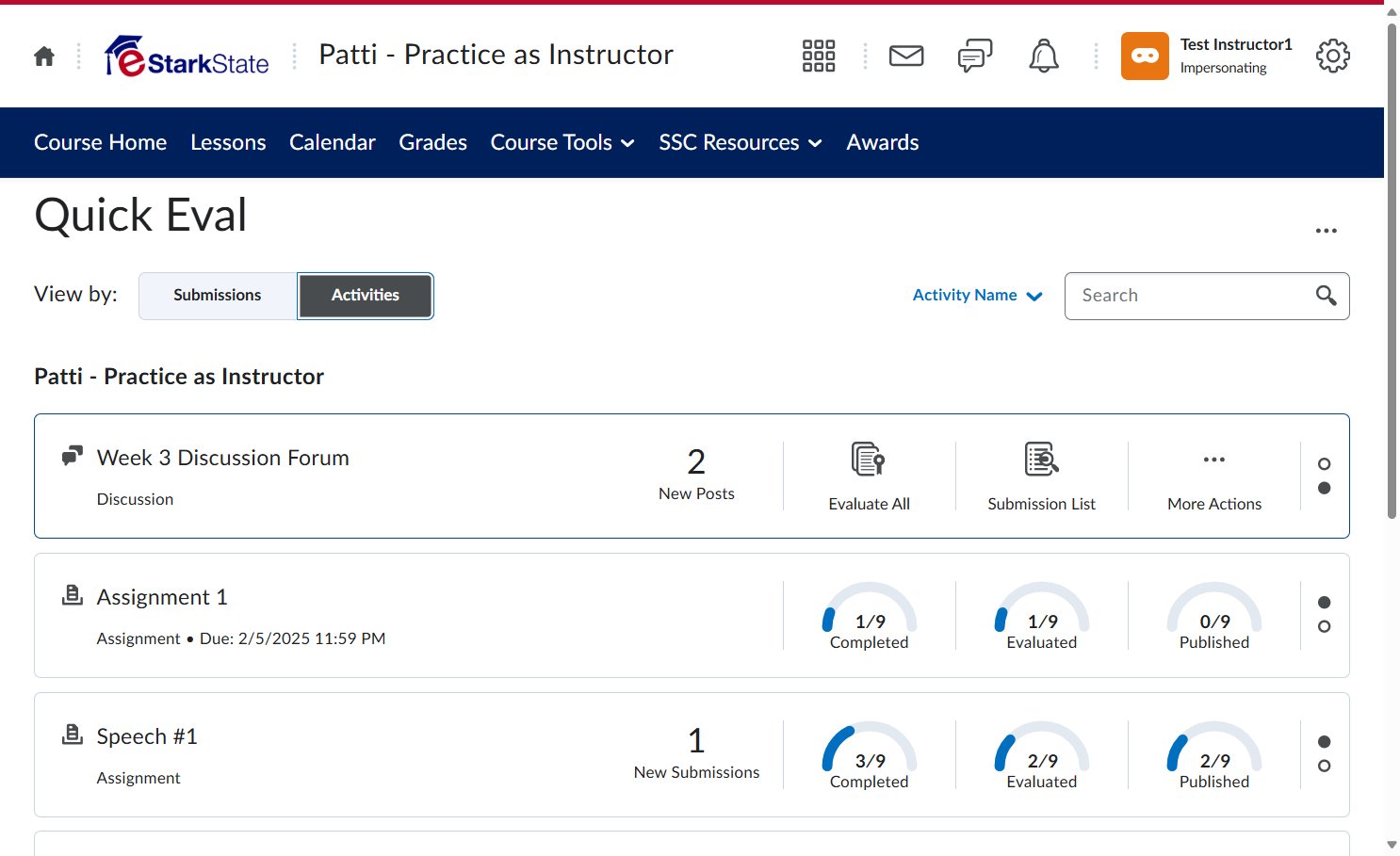 On the Activities page, you will see all the activities that have submissions. Click on the specific activity to view all the submissions.