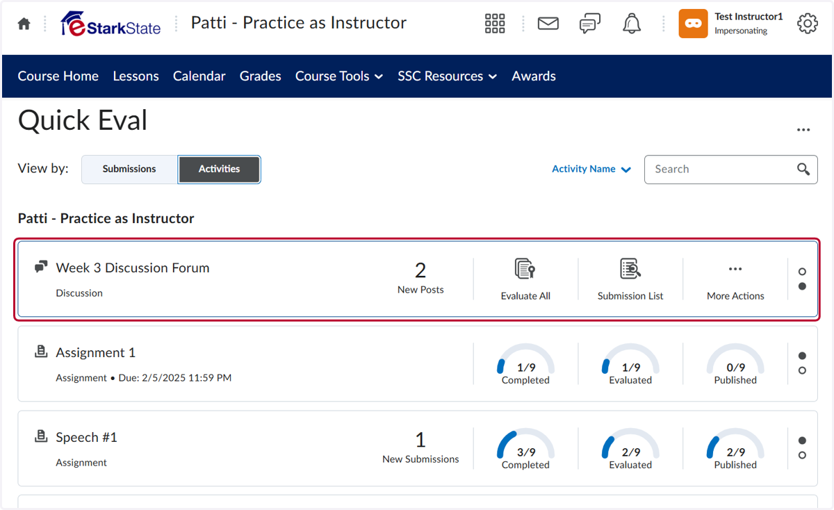 On the Activities page, you will see all the activities that have submissions. Click on the specific activity to view all the submissions.