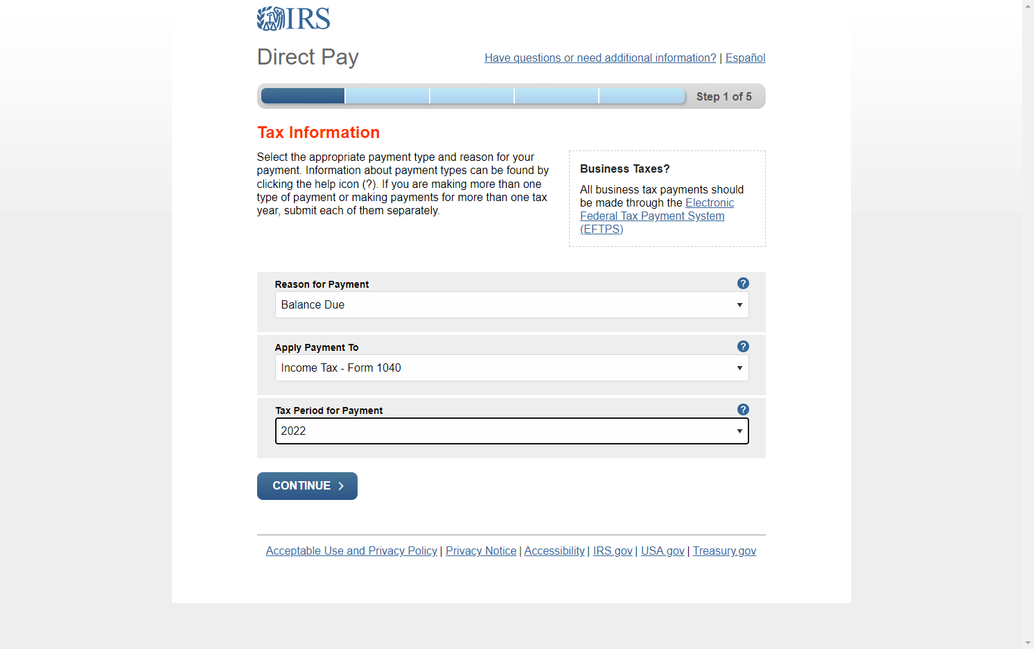 Click on CONTINUE…