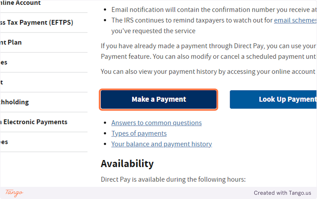 Click on Make a Payment