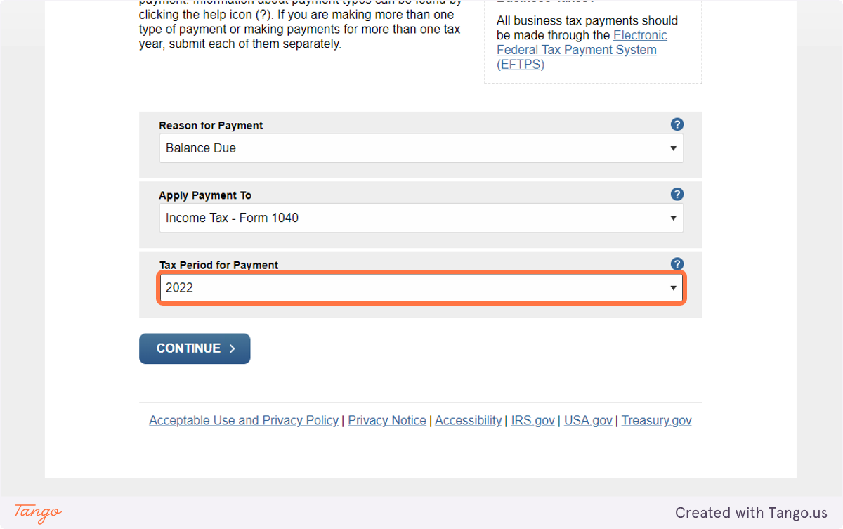 Select 2022 from Tax Period for Payment…