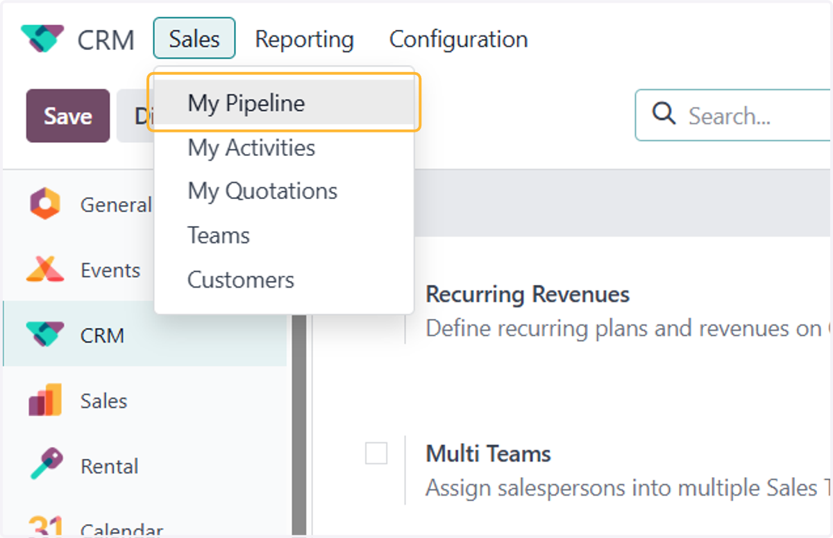 Head back to Sales > My Pipeline