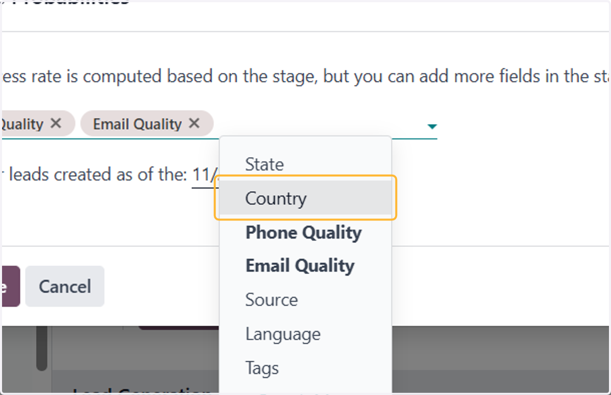 You can select any variable to suits your probability setup. To remove any variable, hit the X icon next to it