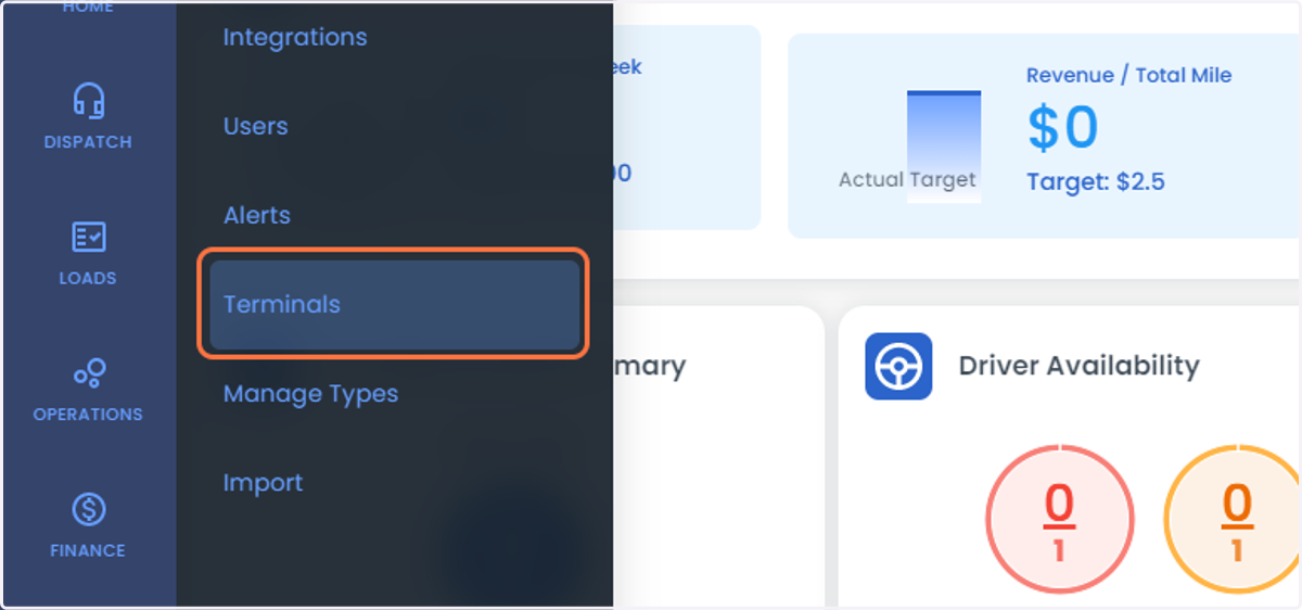Click on Terminals