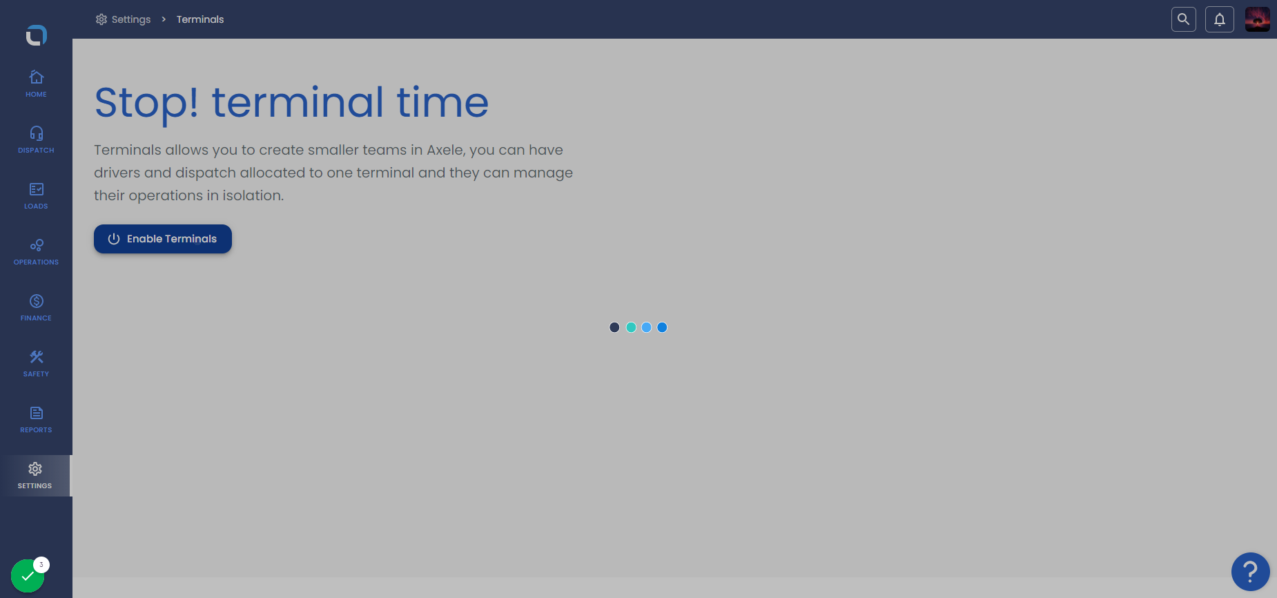 Click on Enable Terminals