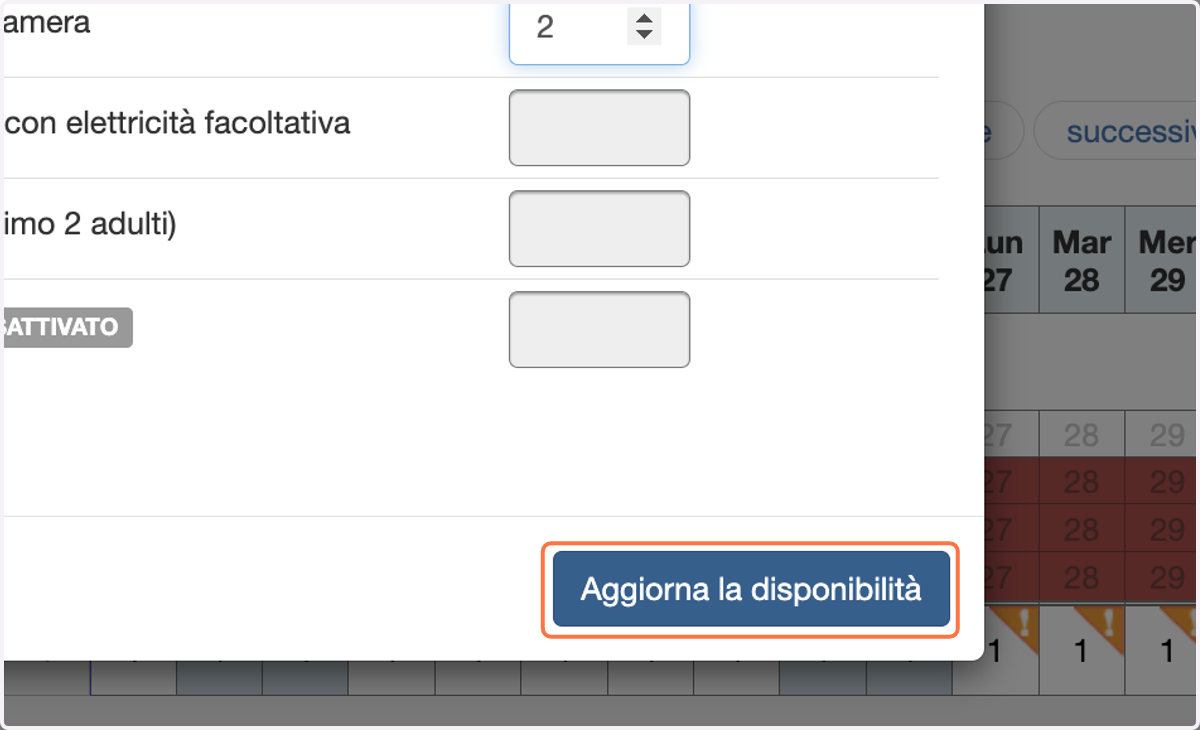 Clicca su ‘Aggiorna la disponibilità’.