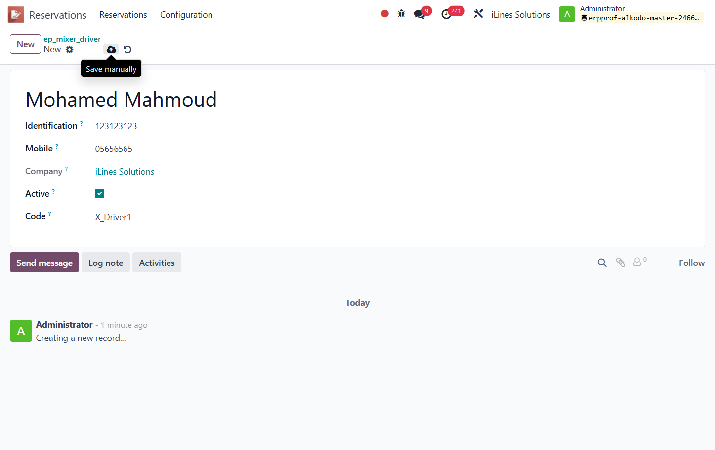 Click on Save manually