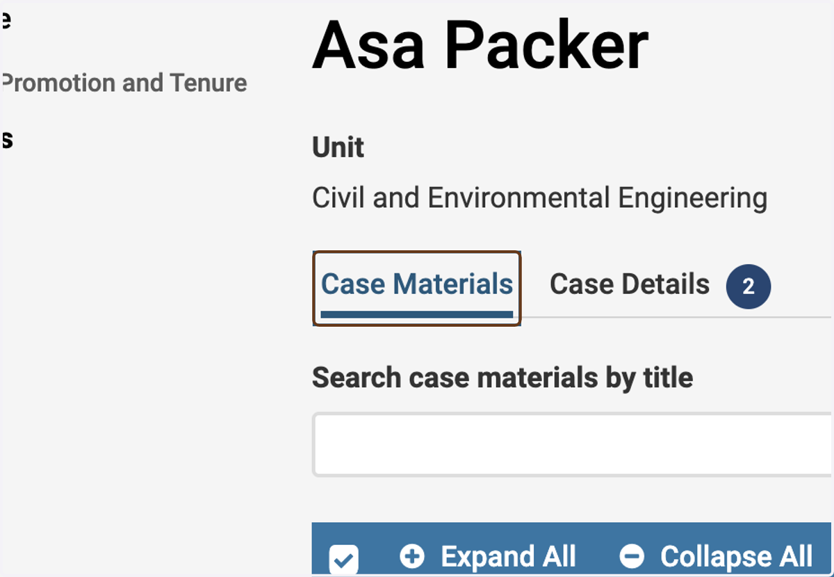 Make sure you are on the Case Materials tab