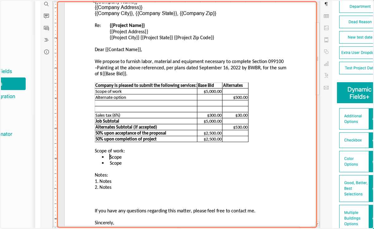 Your spreadsheet will now show in your content document