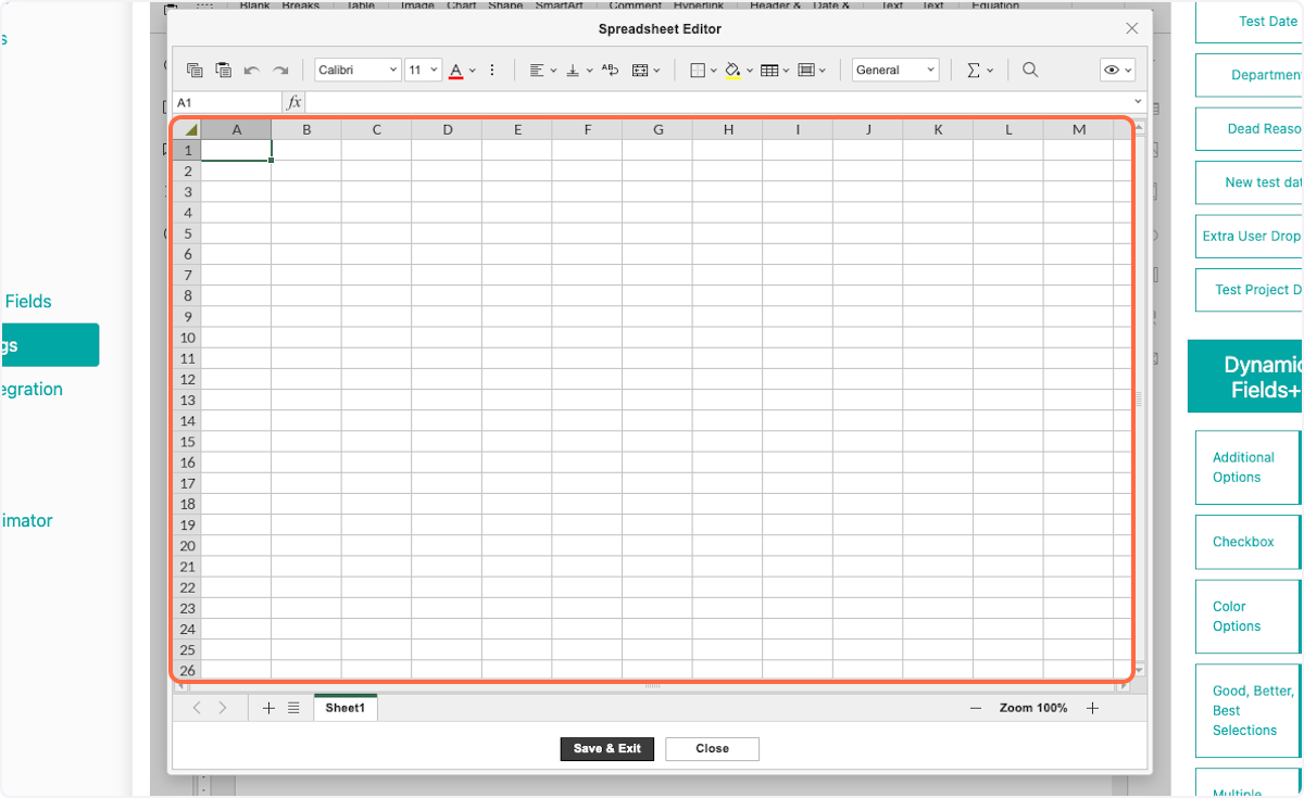 Add information into the spreadsheet