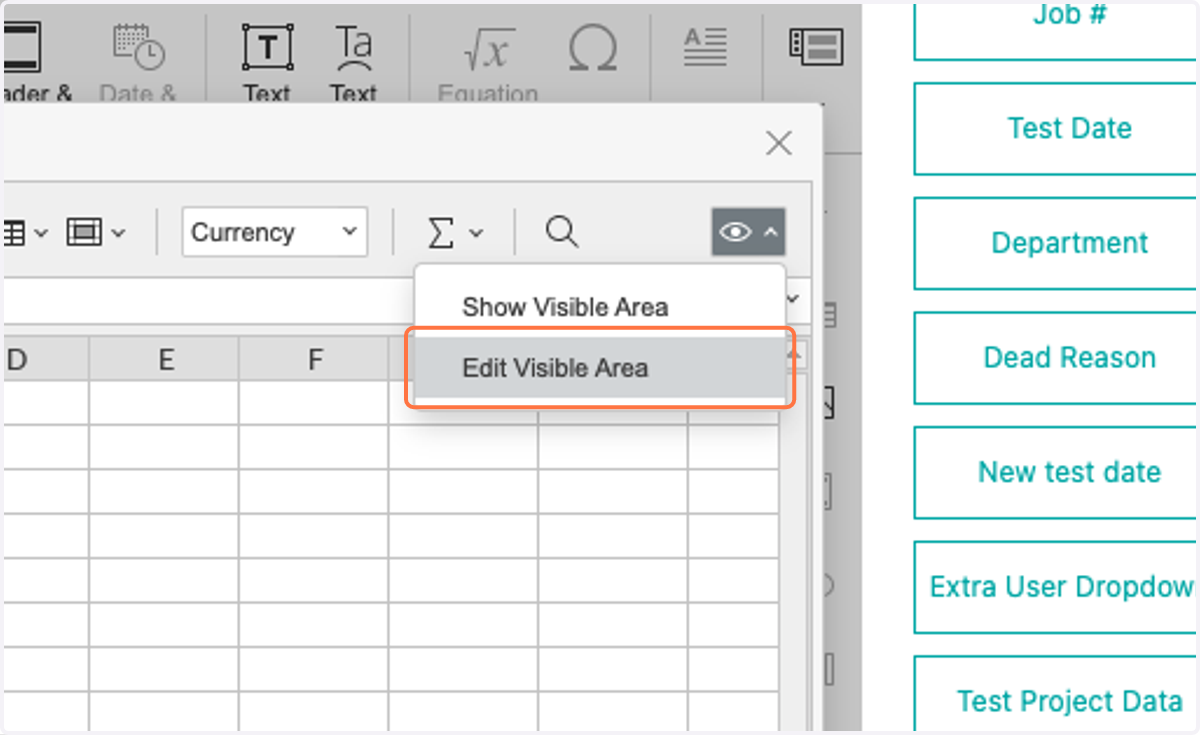 Click on Edit Visible Area