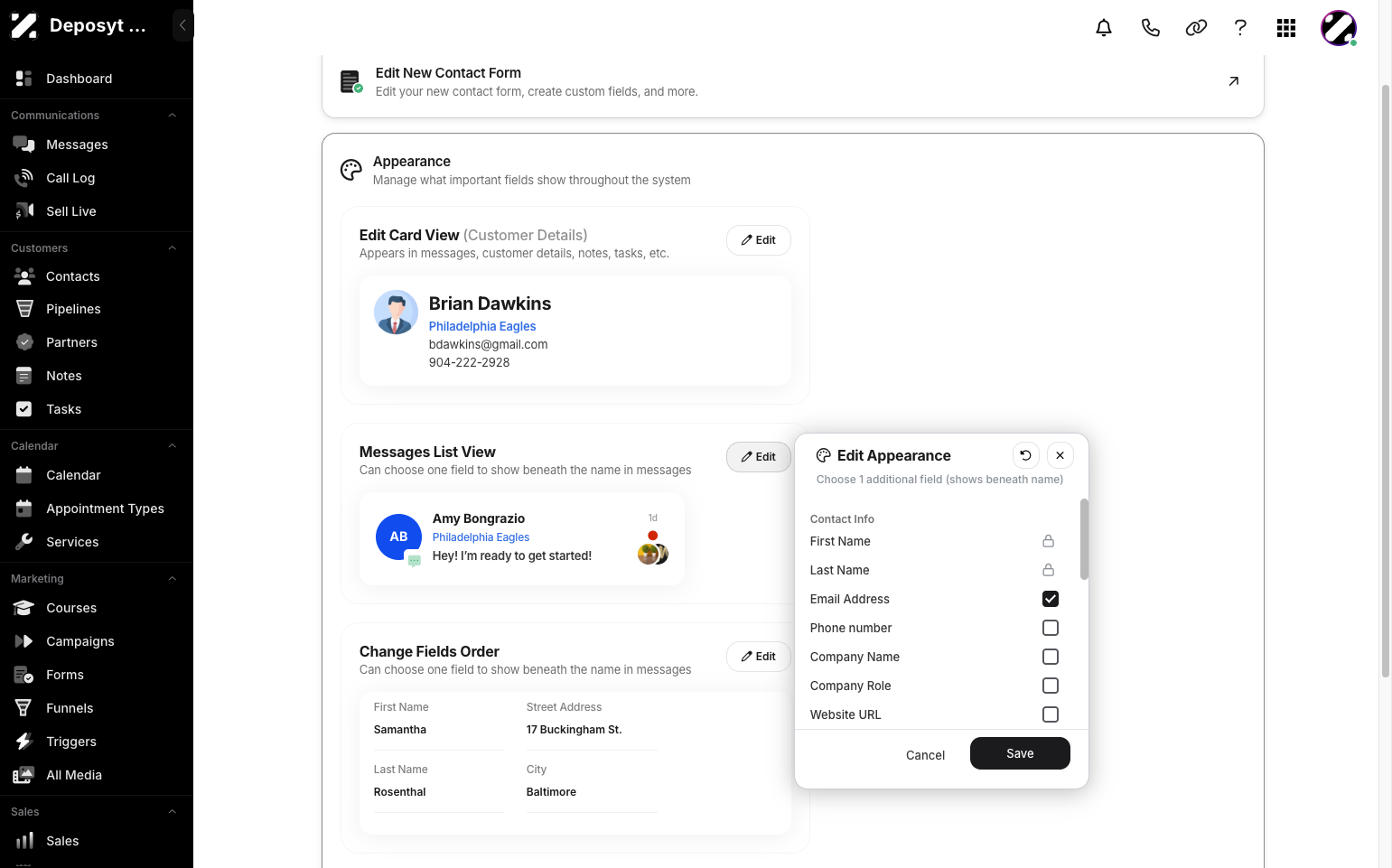 Step 8: Click on the edit button to customize the Message List View. An option will appear where you can check or uncheck fields to include in the Message List View.