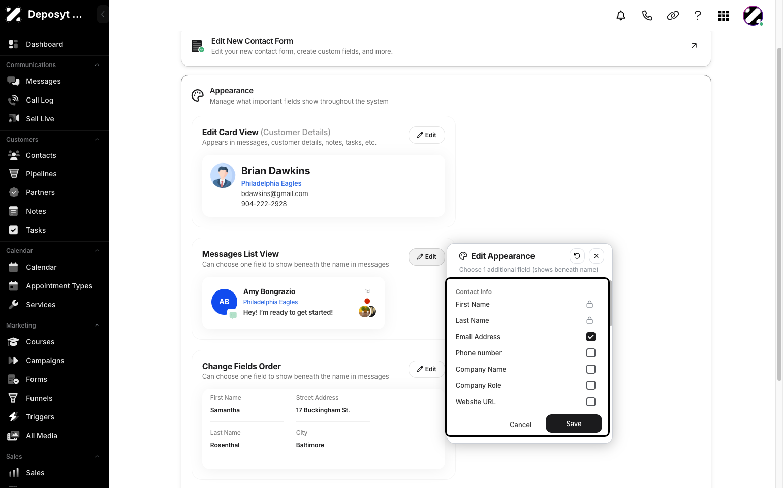 Step 8: Click on the edit button to customize the Message List View. An option will appear where you can check or uncheck fields to include in the Message List View.