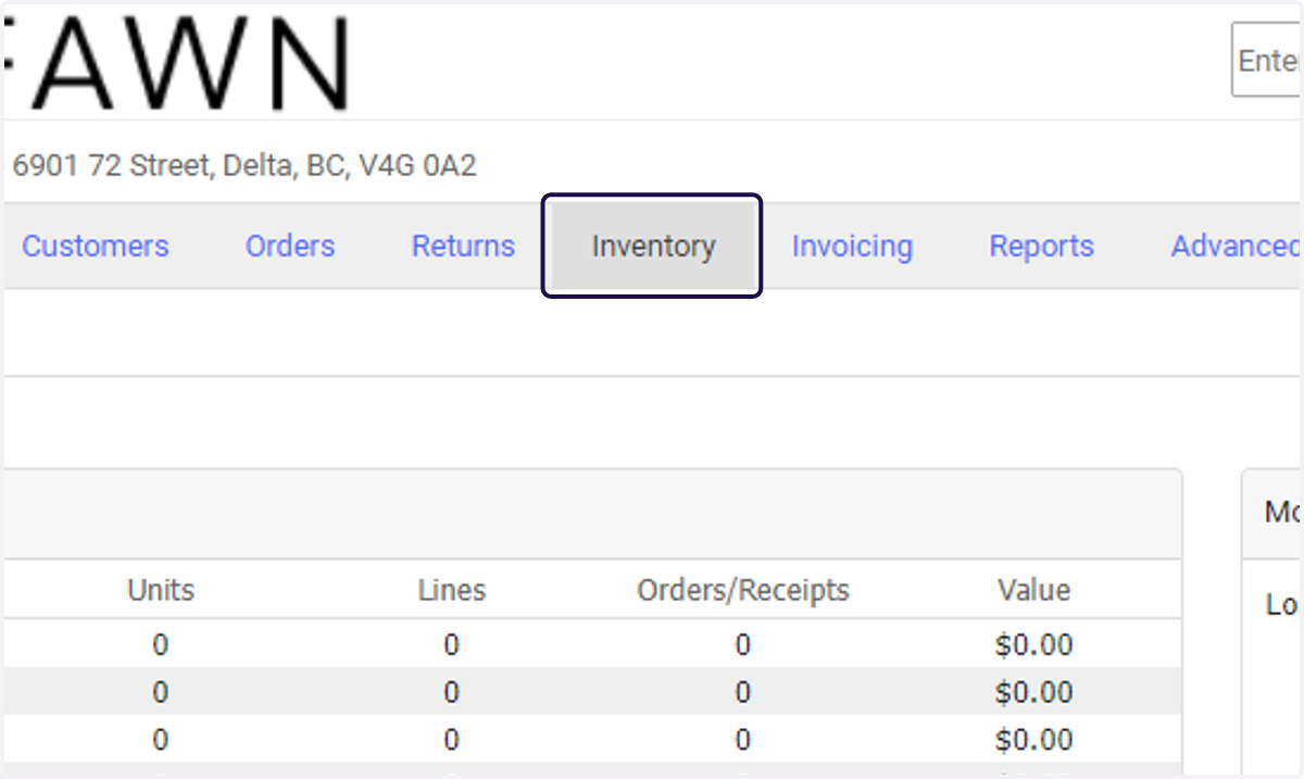 Click on Inventory