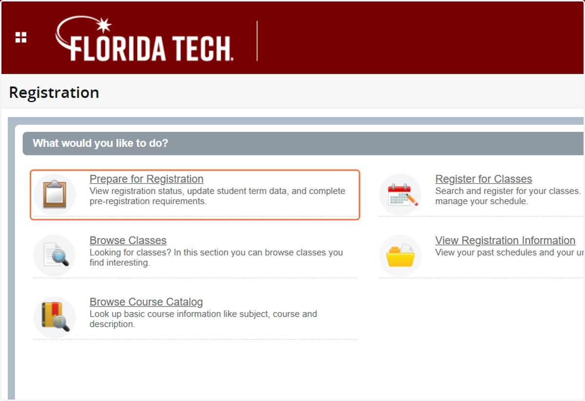 Click on Prepare for Registration…