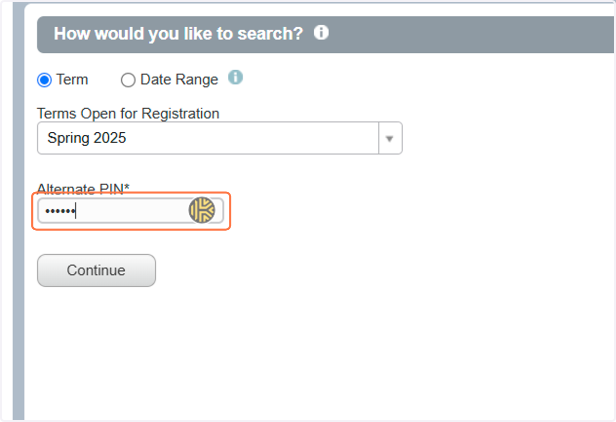 Type Registration PIN if required