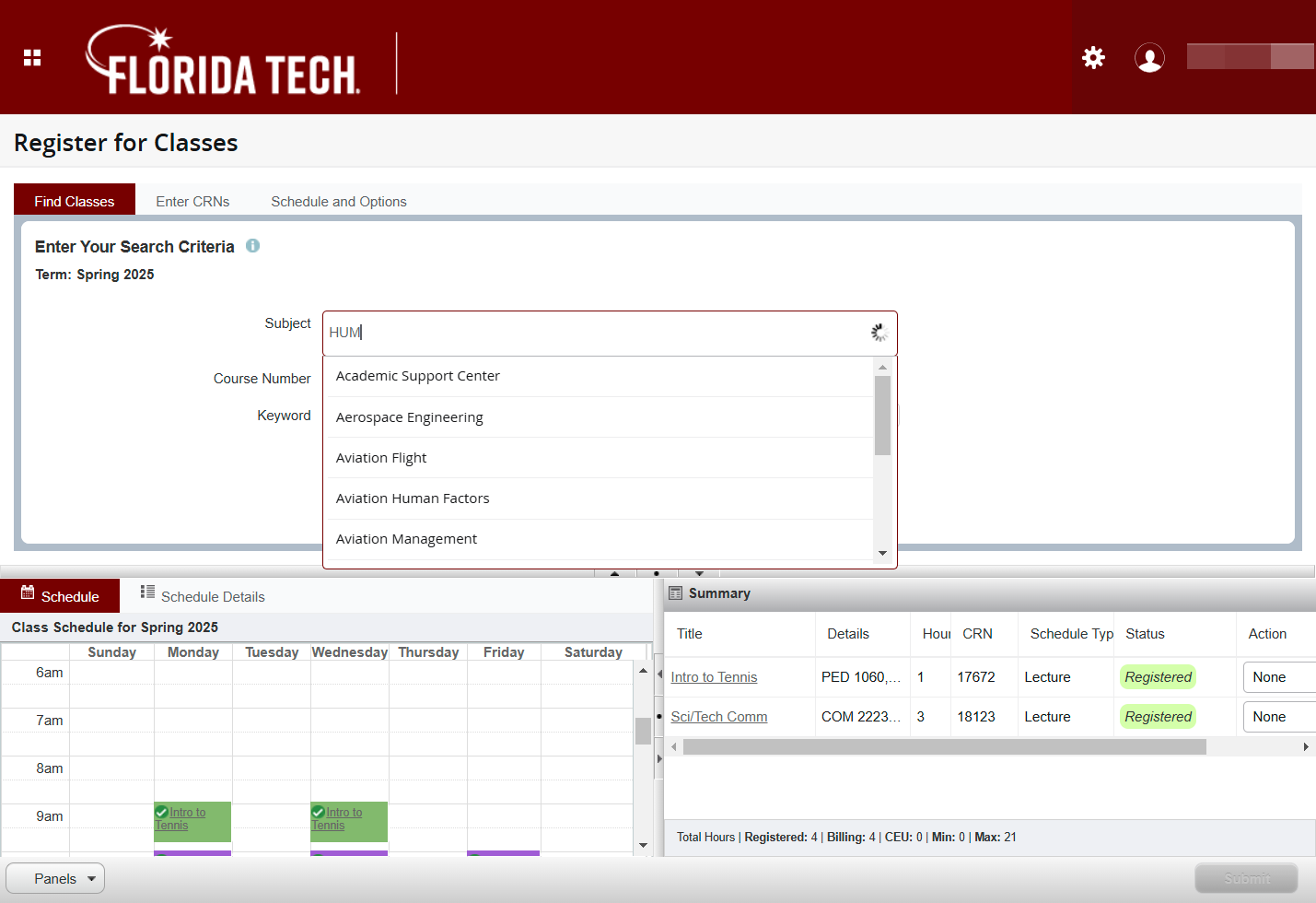 To search for courses, enter search criteria