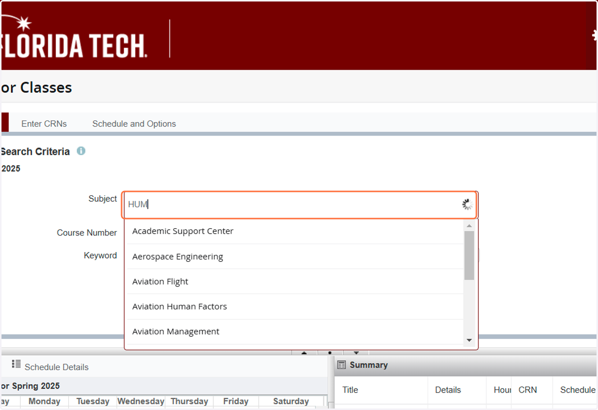 To search for courses, enter search criteria