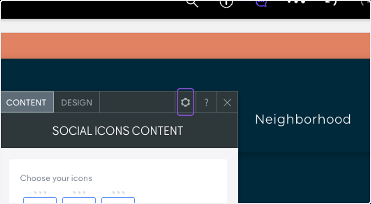 If it is not connected, you can connect it now that we've added the social URLs into Business Info. Click on the widget, then click the settings icon