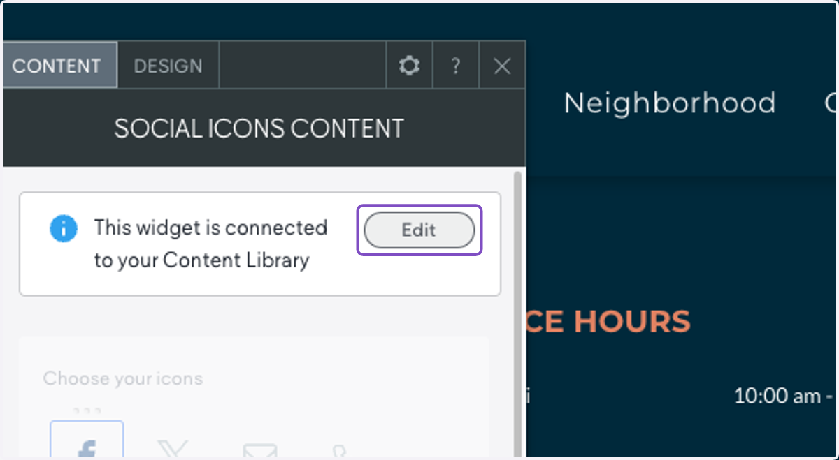 From here, any time you want to edit the icons, you can click Edit in this box