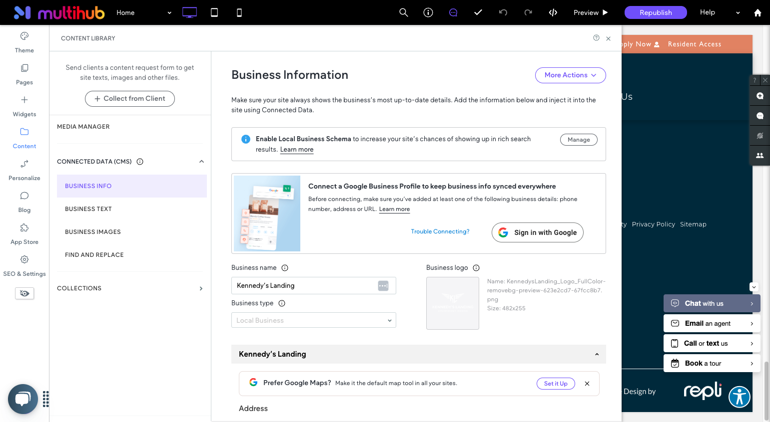 Click on BUSINESS INFO