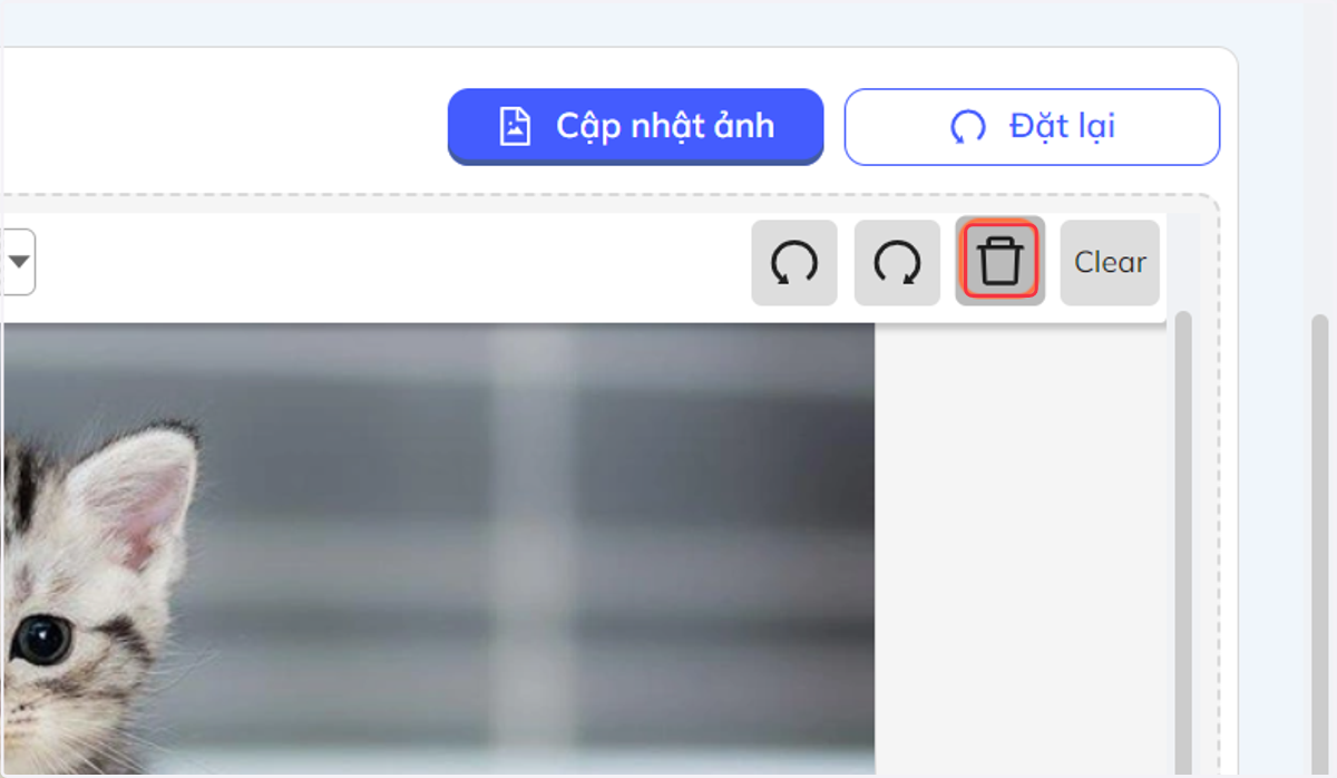 Nhấn chọn biểu tượng thùng rác dùng để xóa từng nét