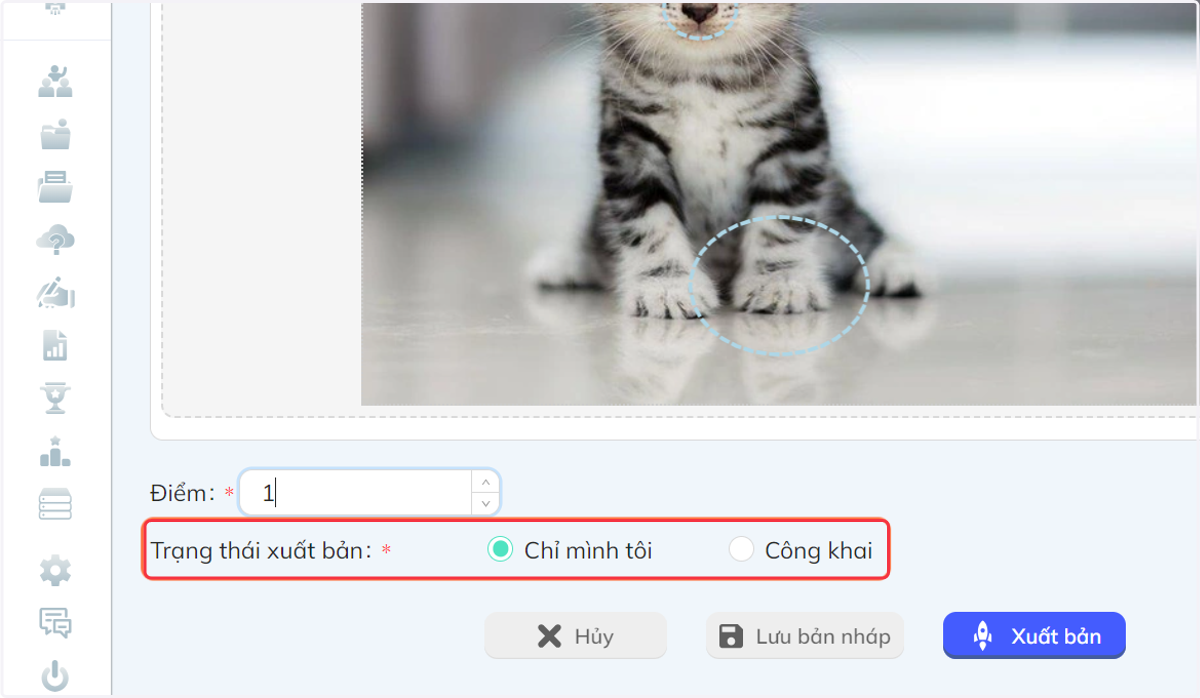 Tại thanh "Trạng thái xuất bản", chọn "Chỉ mình tôi" hoặc "Công khai"