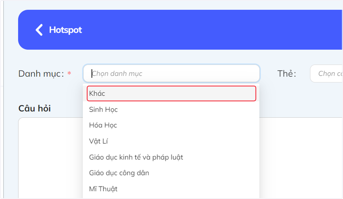Nhấn chọn môn học