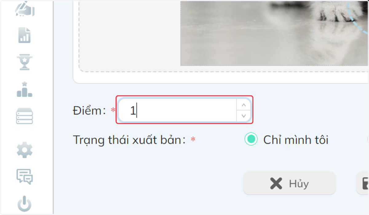 Tại khung "Điểm", nhập điểm