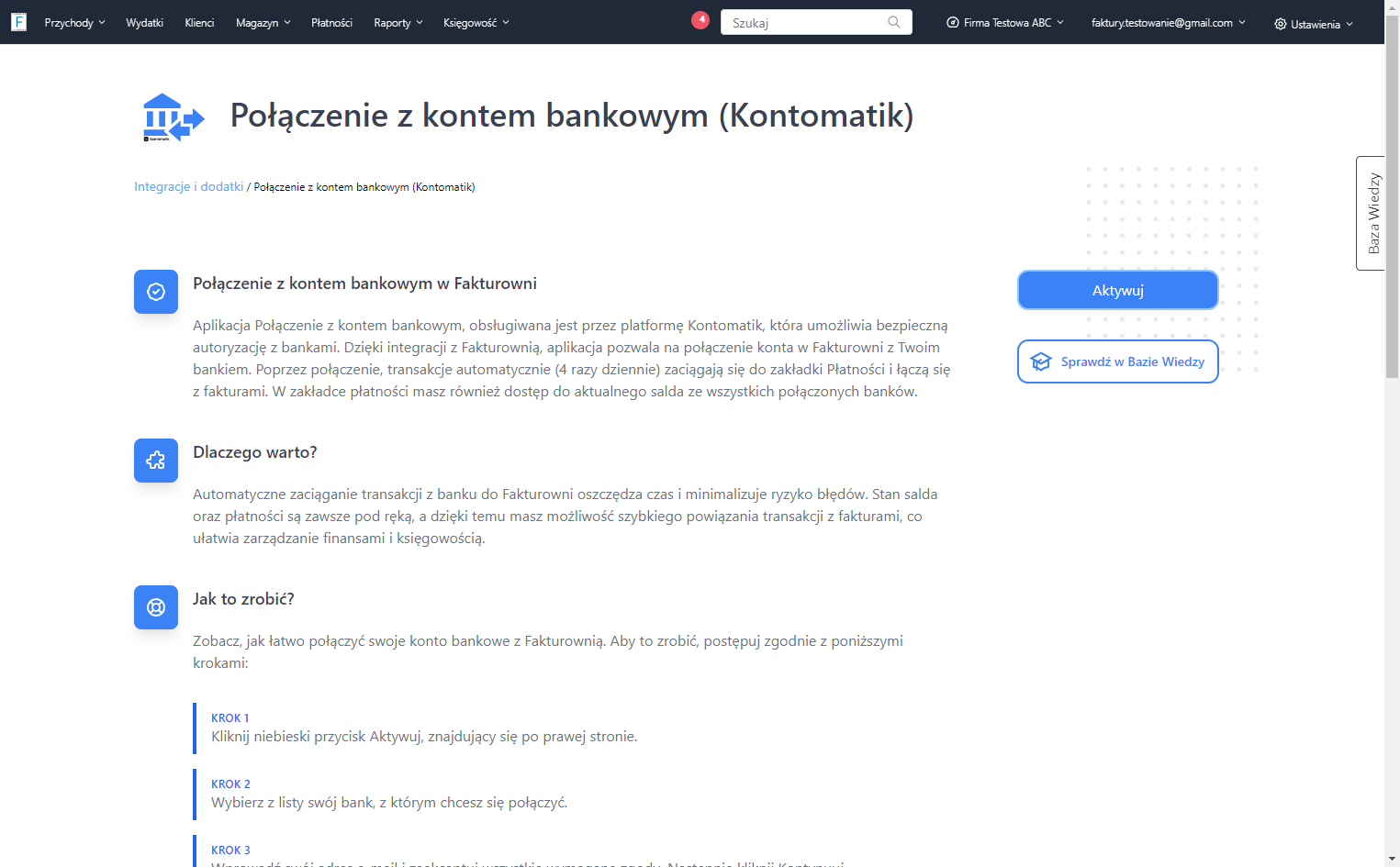 Kliknij niebieski przycisk 'Aktywuj', który znajdziesz po prawej stronie.