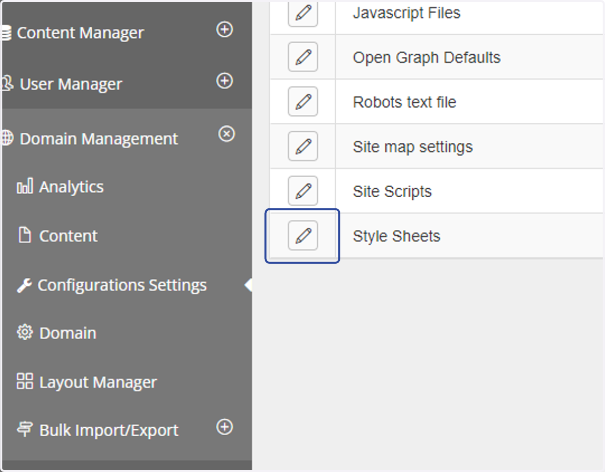 Click on Style Sheets