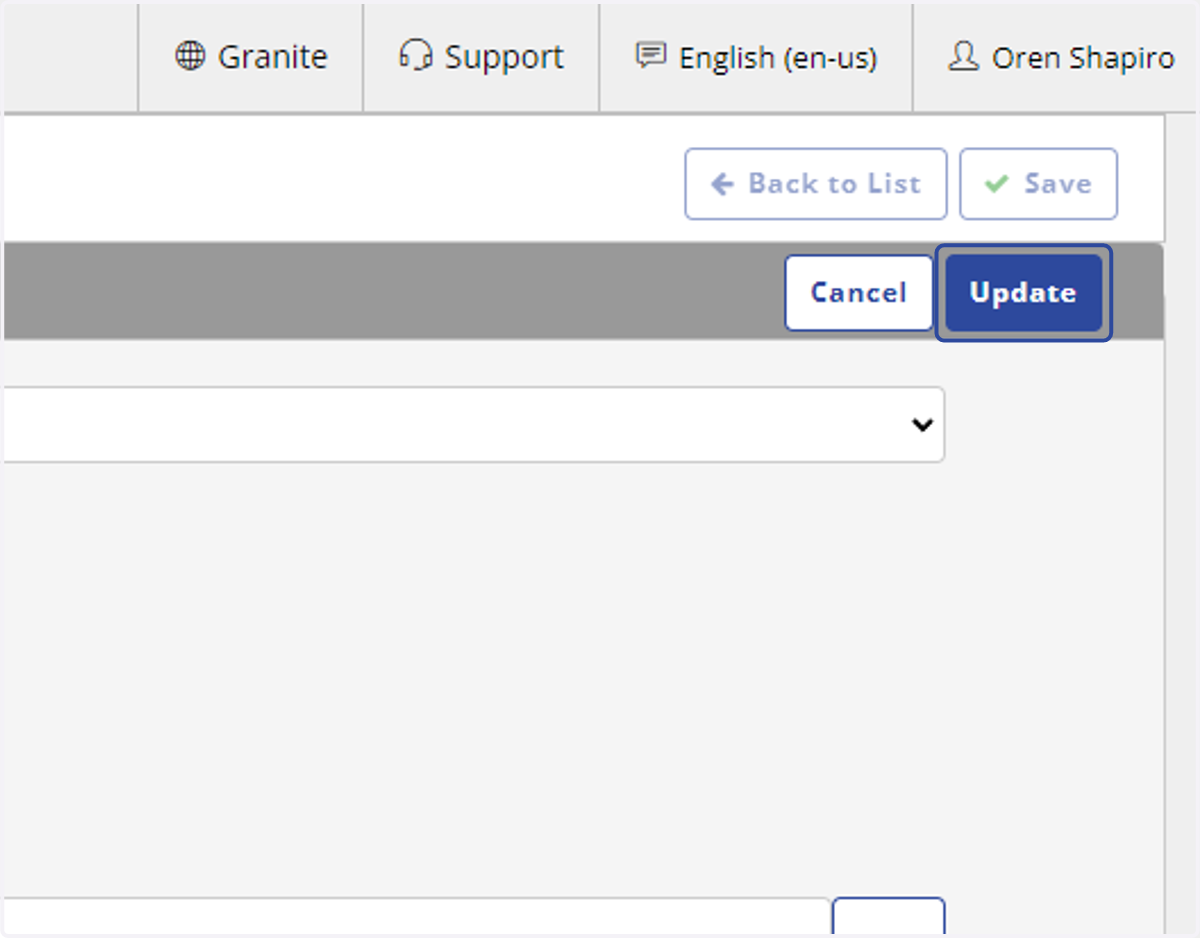 Click on Update