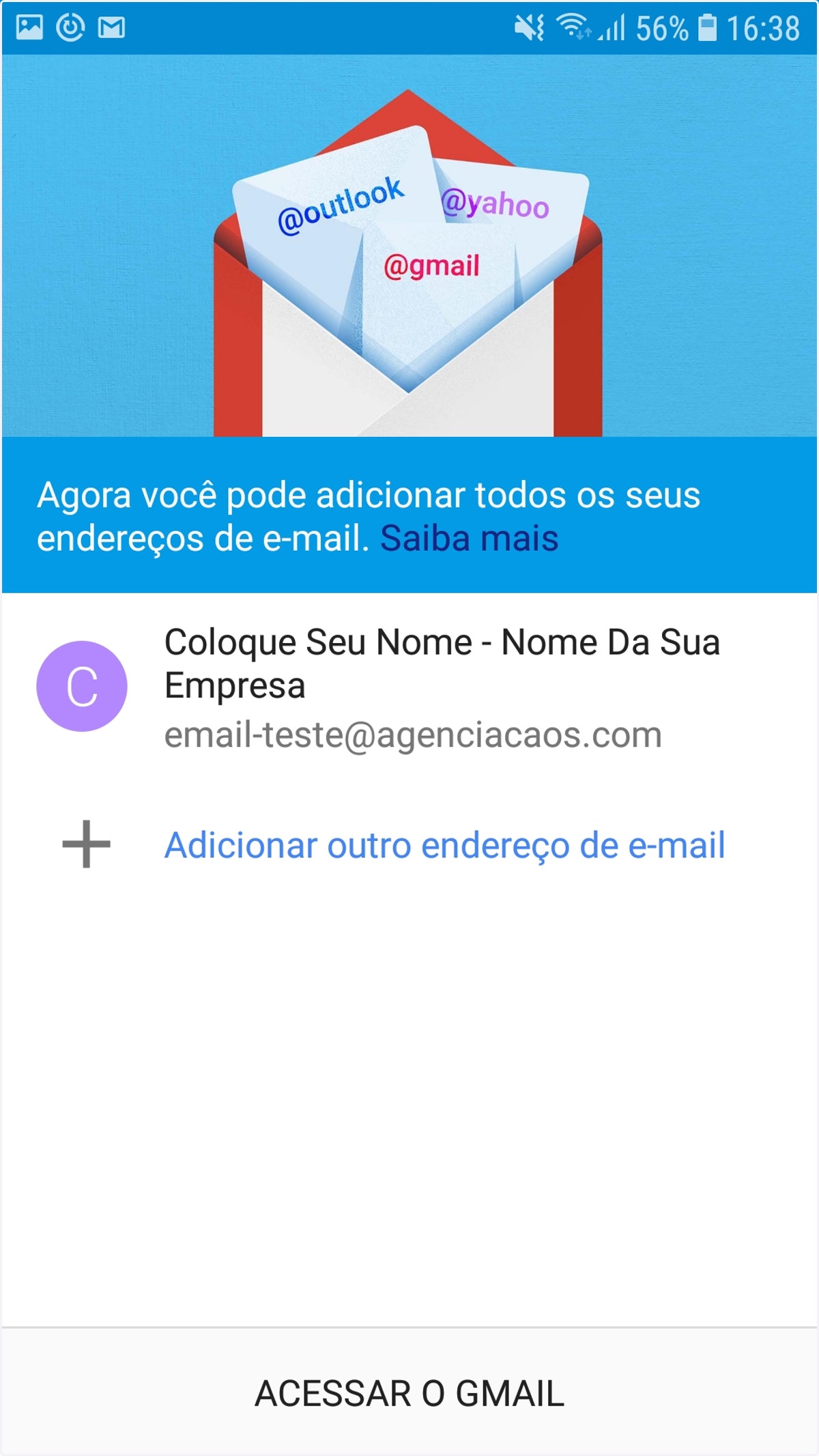 Pronto, seu e-mail está configurado