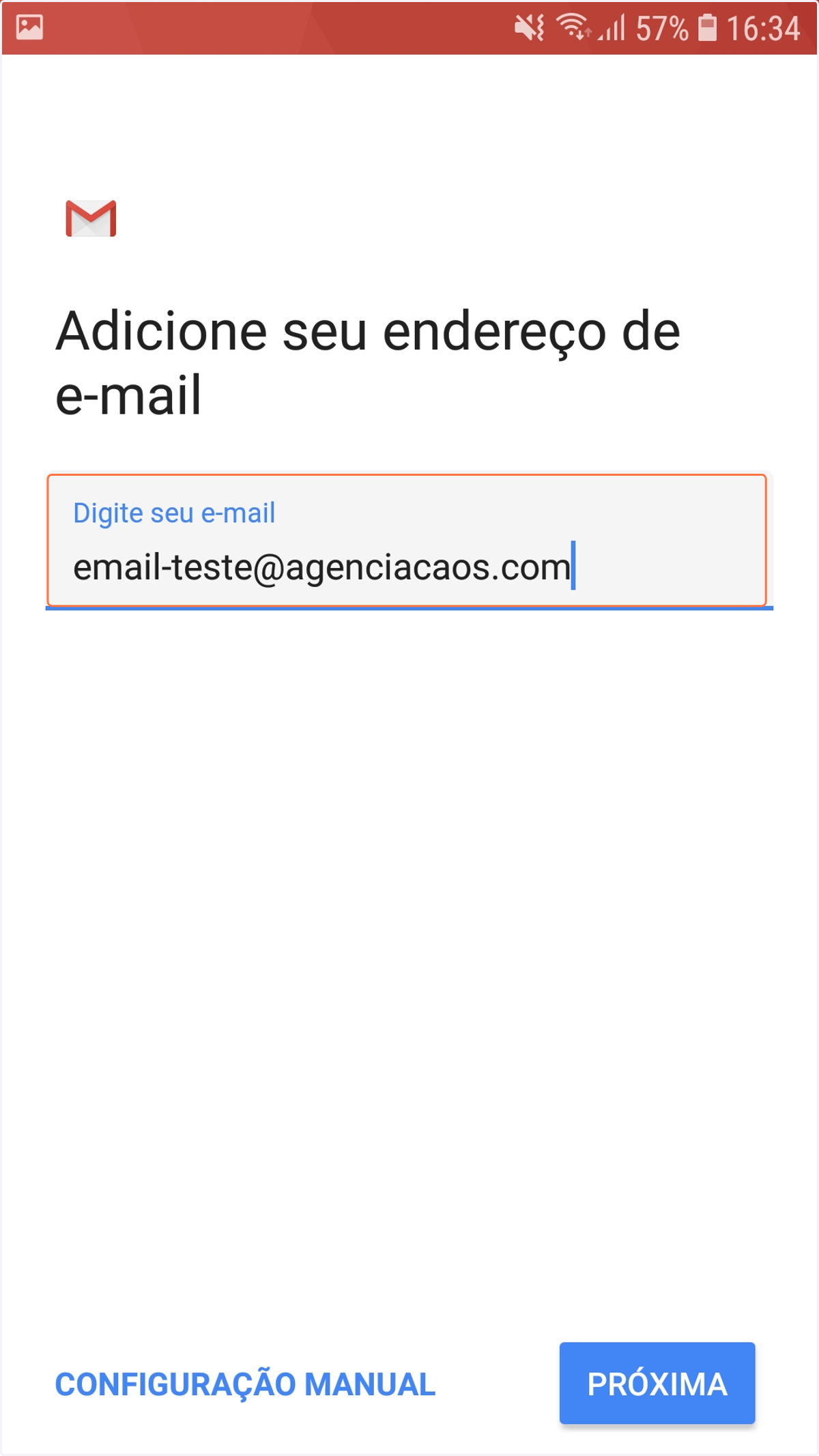 Insira o seu E-mail