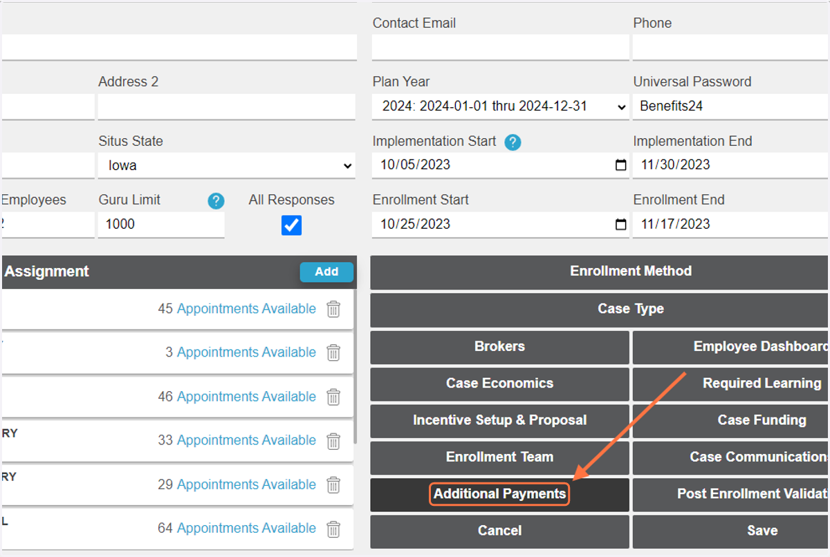 Click on 'Additional Payments'