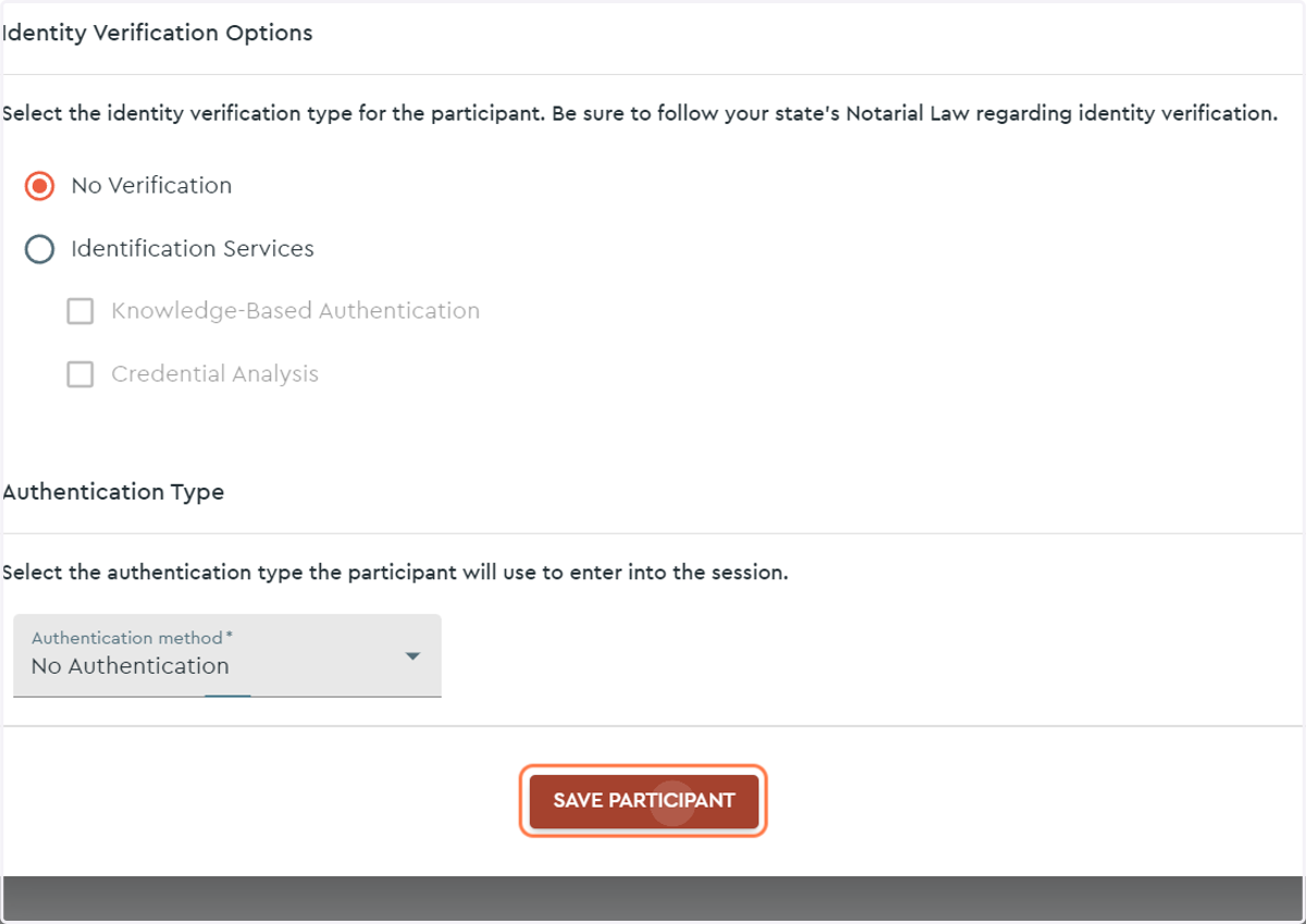 Click on SAVE PARTICIPANT button...