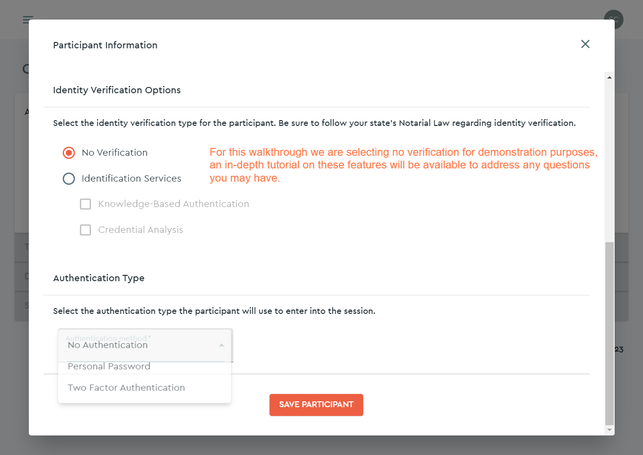Scroll down to view and select Identity Verification Options...