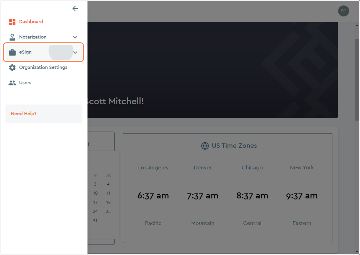 Click on eSign dropdown menu...