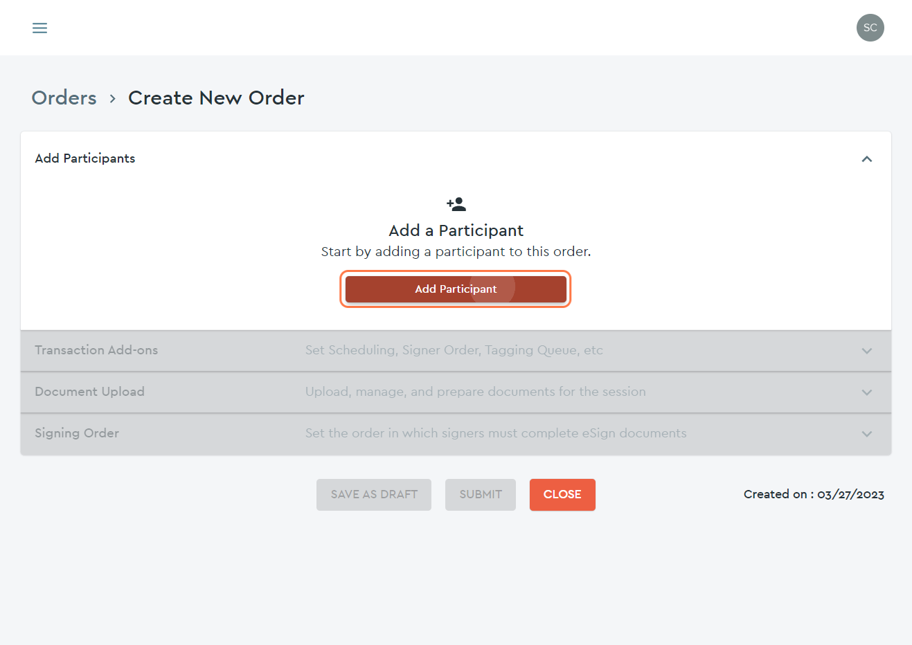 Click on Add Participant button...