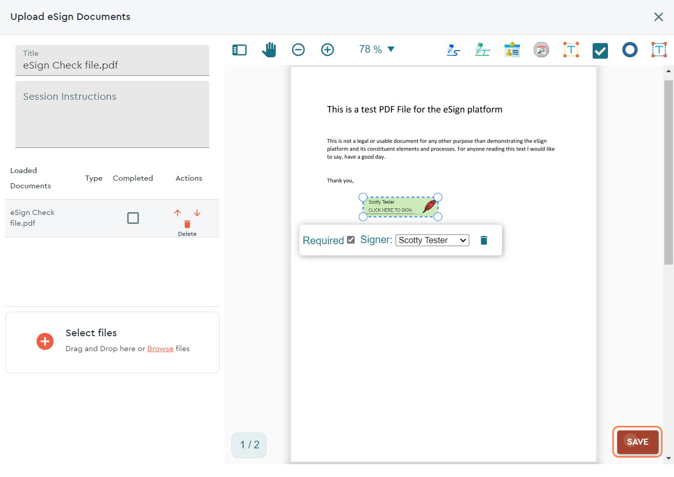 Once you are done tagging the document, click SAVE to keep your changes...