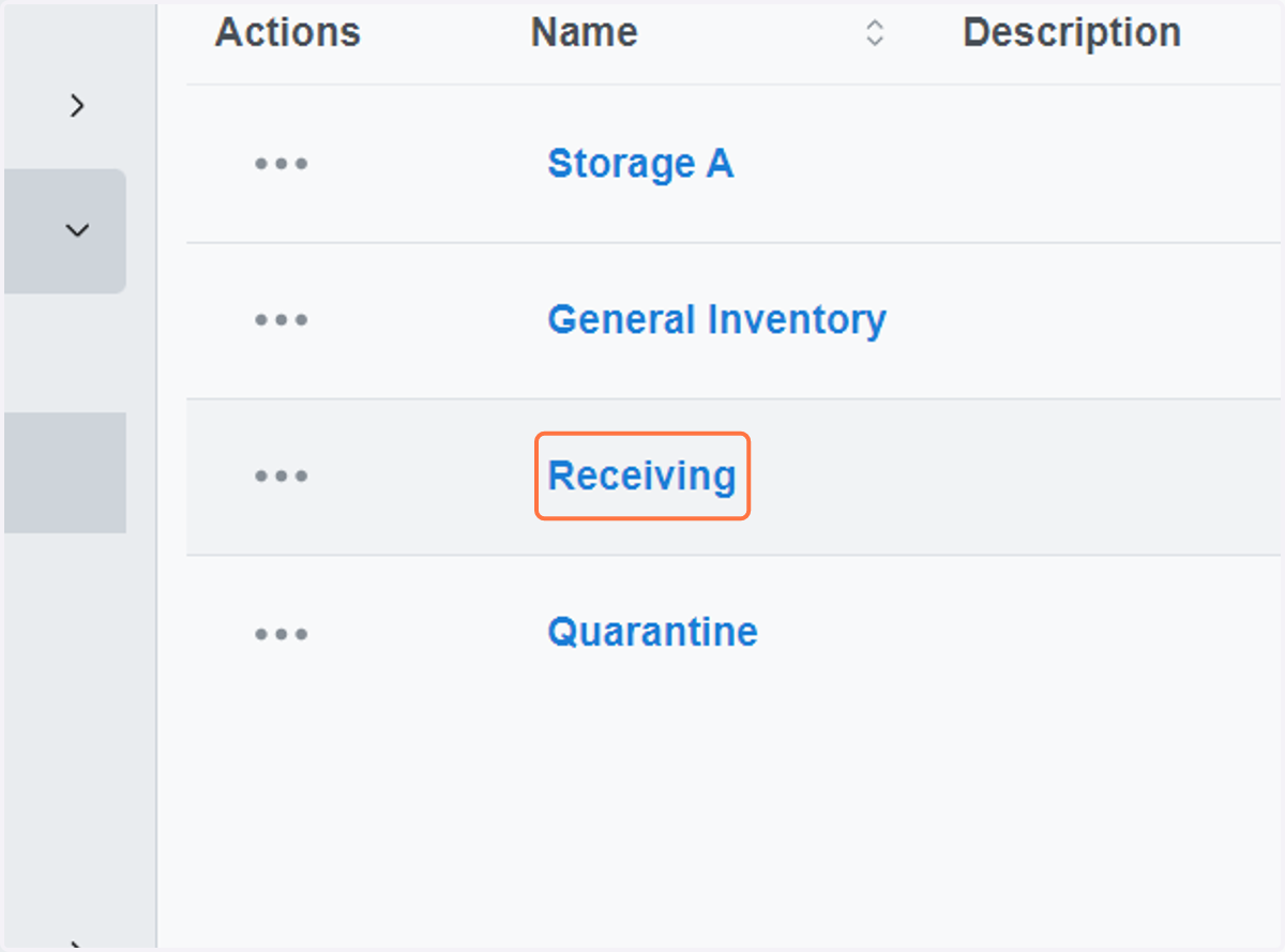 Choose the inventory location where you want to add stocks.