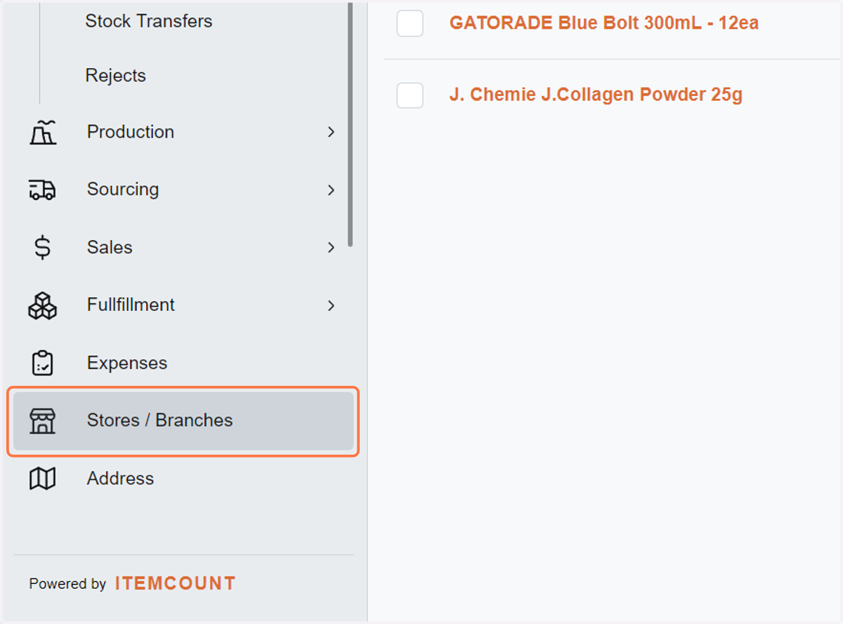 Click on Stores / Branches