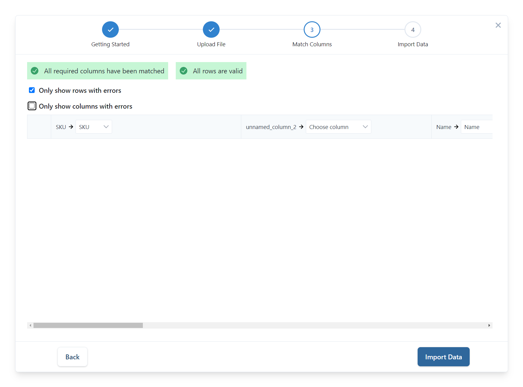 Click on Import Data