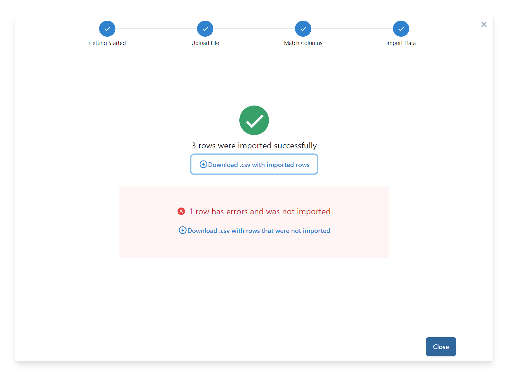 To finish, click on the close button.