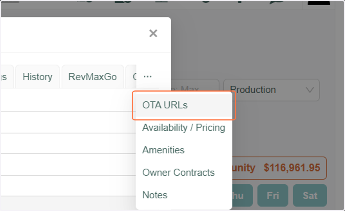 Click on OTA URLs tab